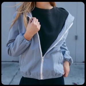 Brandy Melville J Galt Blue Chambray Zip Up Windbreaker Jacket O/S.